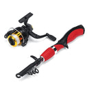 Carbon Fiber Telescopic Fishing Rod & Spinning Reel Combo Kit with Fishing Line