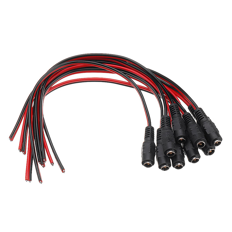 10Pcs Male Female DC Power Socket Jack Plug Wire Connector Cable CCTV DC 5.5 x 2.1mm 0.6mm 28cm Pure Copper Core