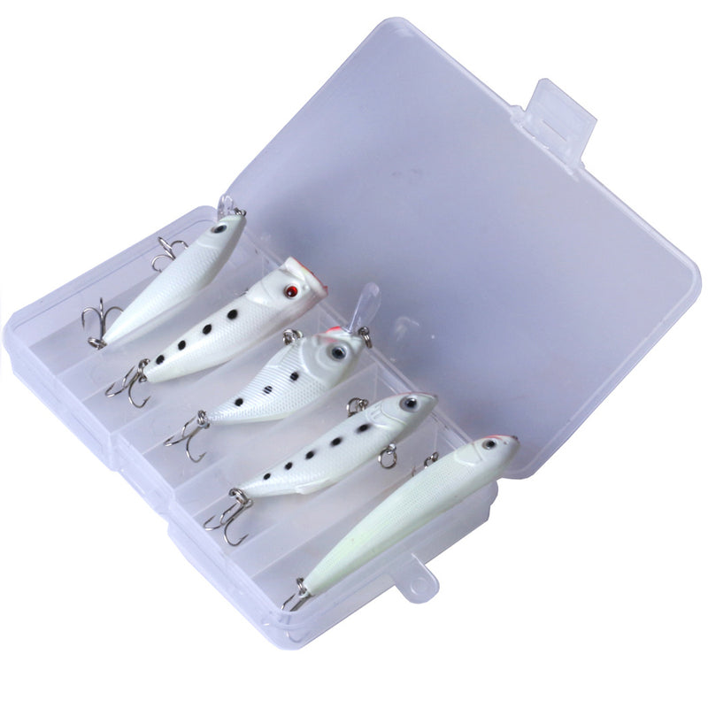 ZANLURE 5pcs/set Mixed Luminous VIB Popper Crankbait Pencil Artificial Wobbler Fishing Lure With Box