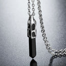 Men 316L Stainless Steel Hexagon Prism Retro Pendant Artificial Stone Necklace Jewelry