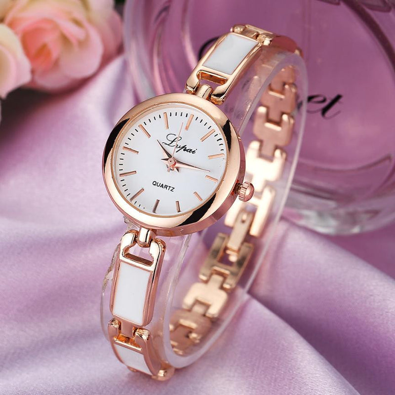 LVPAI Stainless Steel Rhinestone Women Bracelet Watch Elegant Design Quartz Watch
