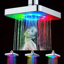 Automatic Square Shower Head Home Bathroom Rainfall Polished 7 Colors Auto Changing LED Light