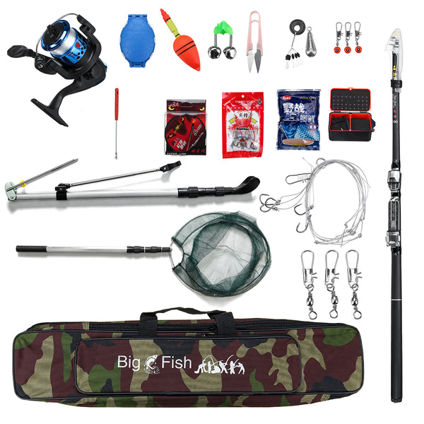 ZANLURE 19PCS Telescopic Fishing Rod Reel Combo Outdoor Carbon Fishing Rod Set Fishing Tools Set-1.8m/2.1m/2.4m