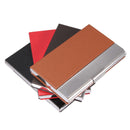 Leather Business Credit ID Name Card Holder Plaid Pattern Metal Frame Case Card Box For Office Supplies