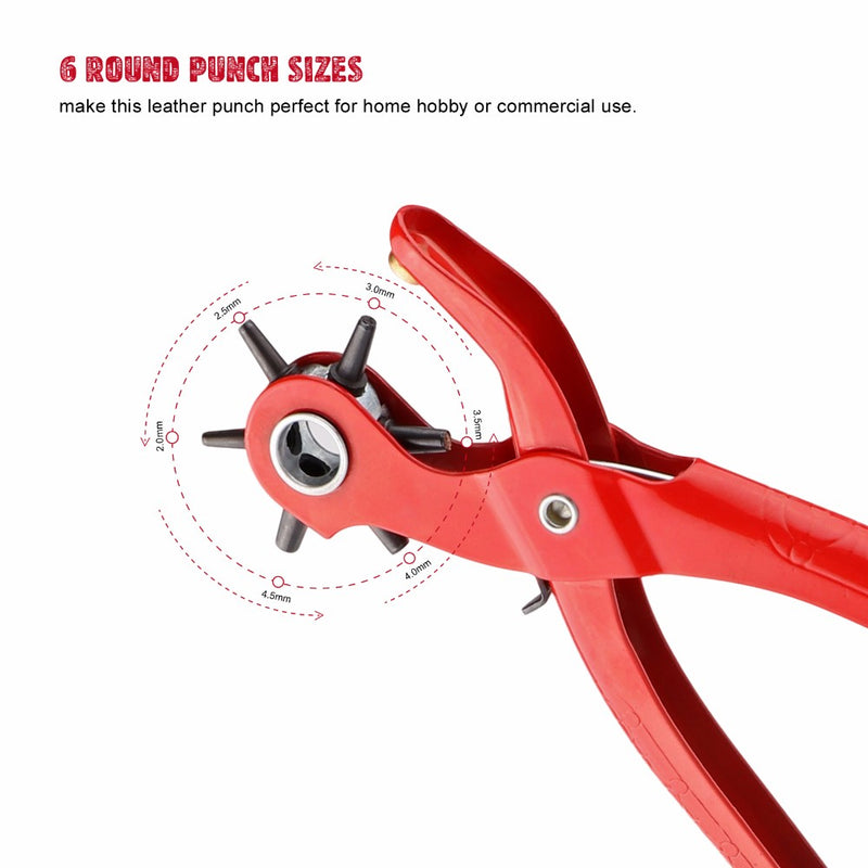 9'' Sewing Leather Belt Hole Puncher Pliers Hook Clamp 2/2.5/3/3.5/4/4.5MM Punch Size For Punching