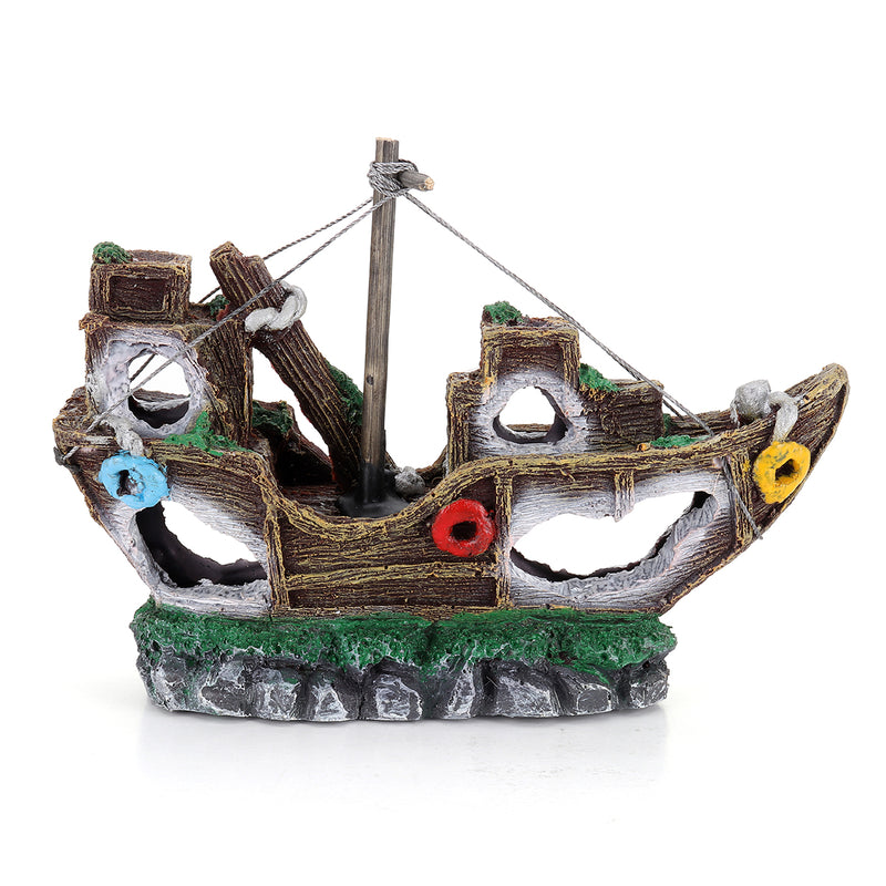 Aquarium Ornament Wreck Sailing Boat Sunk Ship Destroyer Fish Tank Cave Decorations
