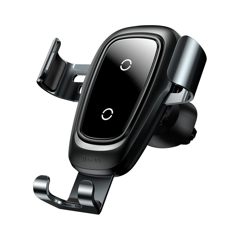 Baseus Metal Glass 10W Qi Wireless Charger Fast Charging Gravity Linkage Automatical Lock Air Vent Car Phone Holder For 4.0 Inch - 6.5 Inch Smart Phone