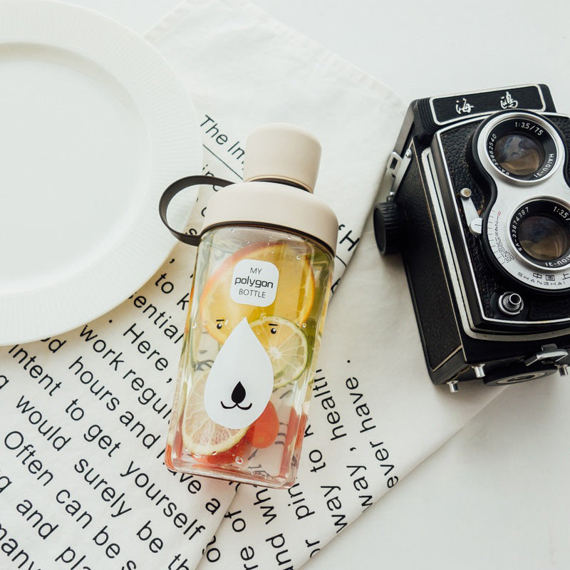 Cartoon Portable Cup Students Water Cup Plastic Cup Cute Design Water Bottle