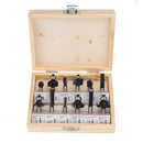 Drillpro 12pcs 8mm  Shank Tungsten Carbide Router Bit Set With Wooden Case Woodworking Cutter