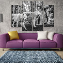 Miico Hand Painted Four Combination Decorative Paintings Double W-olves Wall Art For Home Decoration