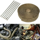 7.5mX2.5cmX1.6mm Titanium Motor Car Insulation Exhaust Header Heat Wrap With Stainless Ties Kit