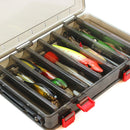 ZANLURE 14 Compartments Brown Double Sided Lattice Fishing Lure Hook Tackle Storage Case Fishing Box