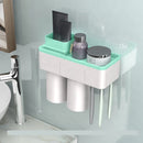 2 Cups Magnetic Toothbrush Holder Wall Mounted Bathroom Organizer Storage Rack