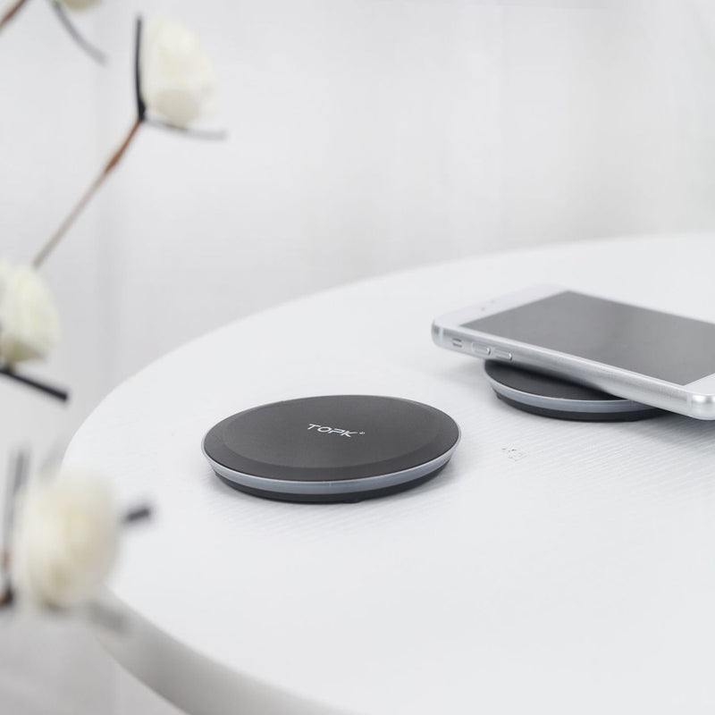 TOPK 10W LED Indicator Fast Charging Wireless Charger For iPhone 8 8Plus X XS/Dorid Turbo/Moto 360 Smart Watch/Moto Droid Maxx/Google Nexus/ HUAWEI P30 Mate20 Pro/ Oneplus 7/XIAOMI MI9 S10 S10+