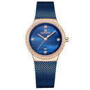 NAVIFORCE 5005 Diamonds Casual Style Ladies Wrist Watch Mesh Steel Date Display Quartz Watch