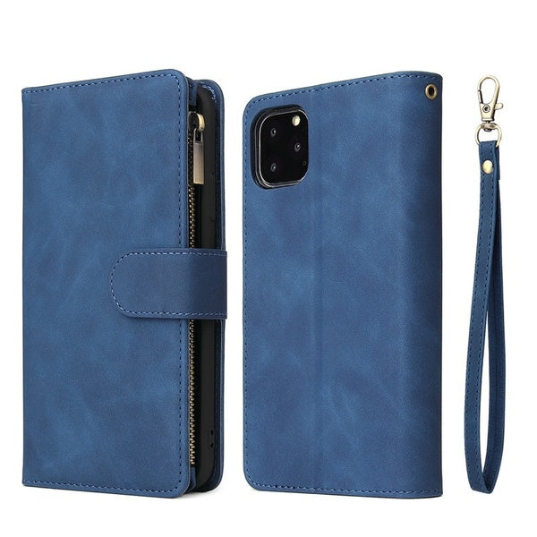 Luxury Flip PU Leather Zipper Wallet Phone Bag Multi Card Slots Protective Case for iPhone 11 / Pro / Pro Max / XR