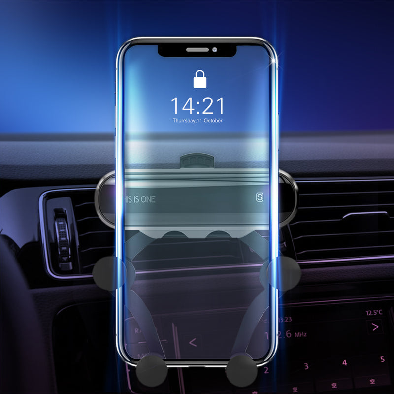Bakeey Upgrade Metal Gravity Linkage Automatic Lock Air Vent Car Phone Holder for 4.7-6.5 Inch Smart Phone iPhone XS Max Samsung Galaxy S10+