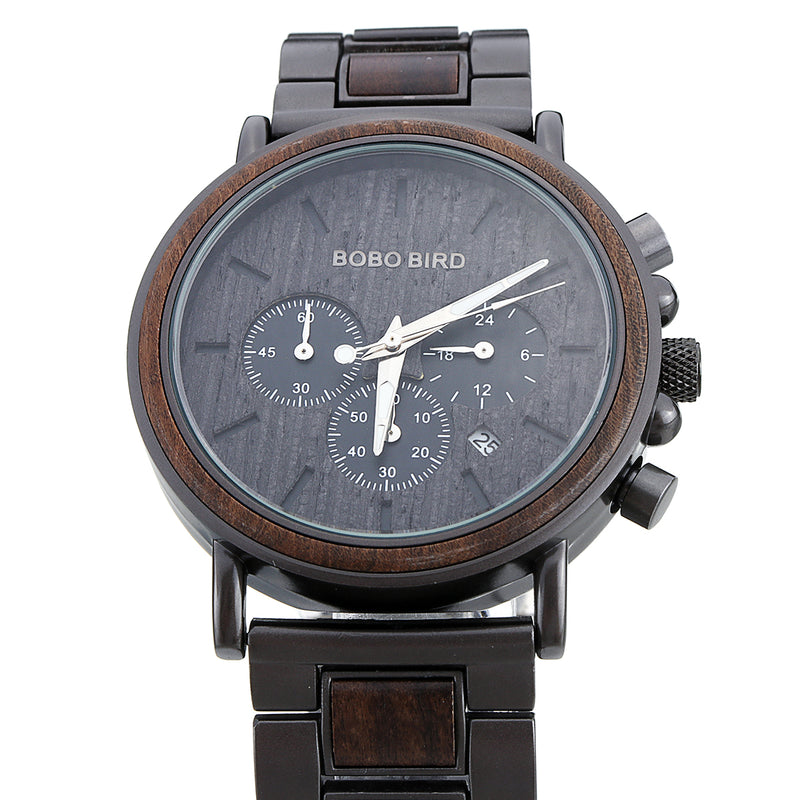BOBO BIRD Luxury Wooden Wristwatches Date Display Fashion Men Quartz Watch