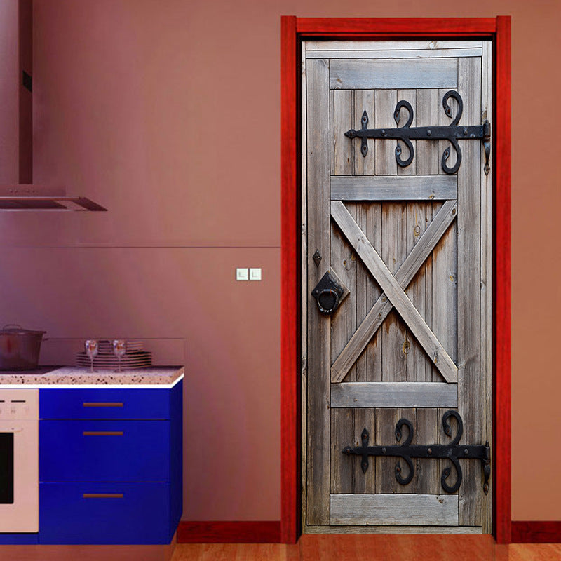 3D Retro Old Door Wall Mural Wall Sticker Vinyl Removable Decal Wallpaper Home Room Decor