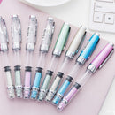 Wing Sung 3008 Piston Transparent Fountain Pen Wingsung Silver EF Nib & Trim Ink Pen Office School Gift