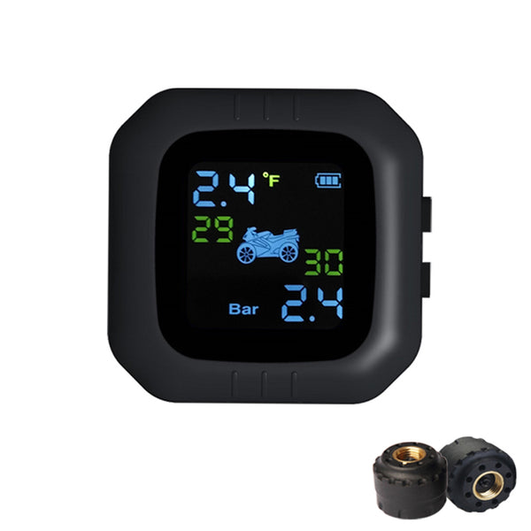Waterproof LCD Motorcycle TPMS Tire Pressure Monitor System With 2 External Sensor