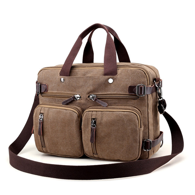 4 Styles Canvas Convertible Backpack Briefcase Multi-Pocket Laptop Bag Messenger Shoulder Bag