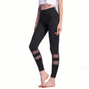 Women Quick-drying Net Yarn Yoga Pants Black High Waist Elastic Running Fitness Slim Sport Gym