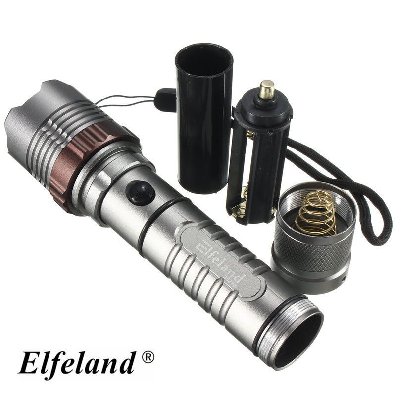 Tactical LED Flashlight 2500LM Rechargeable Zoomable T6 Torch 18650 Battery