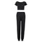 2 Pcs Women Yoga Suit Breathable Sport Crop Top Loose Pants Workout Sets