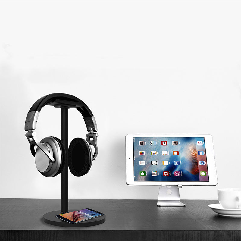 New Bee 2 in 1 Qi Wireless Charger Headphone Stand Aluminum Alloy Desktop Headset Bracket Holder