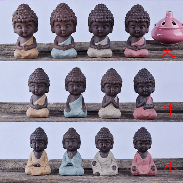 Ceramic Boutique Tea Pet Statue Small Monk Purple Sand Color Sand Car Accessories Small As A Lucky Charm Flower Pet