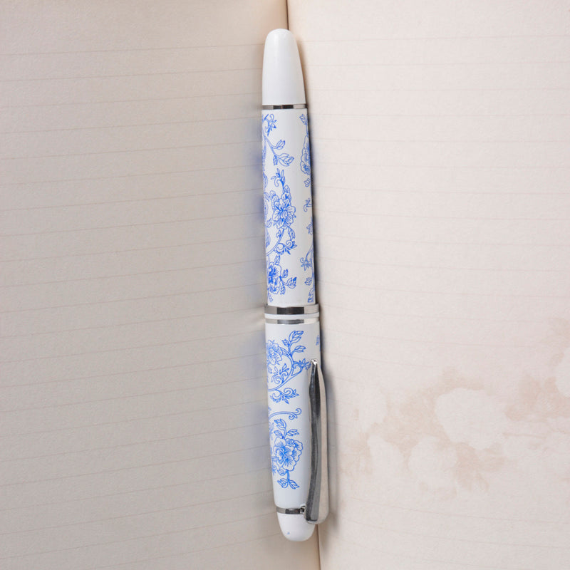 JINHAO 1 Piece Chinese Blue and White Porcelain Pattern Medium Nib Fountain Pen
