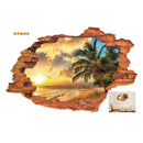 Miico Creative 3D Island Sea Sunset Coconut Palm Removable Home Room Decorative Wall Decor Sticker