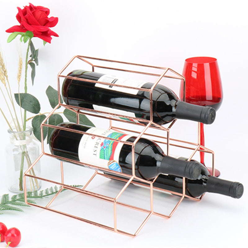 6 Bottles Storage Stand Holder Geometric Hexagon Shelf Design Rack