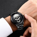 LIGE LG9876 Special Skull Pattern Three-needle Stainless Steel Quartz Watch Men Watch