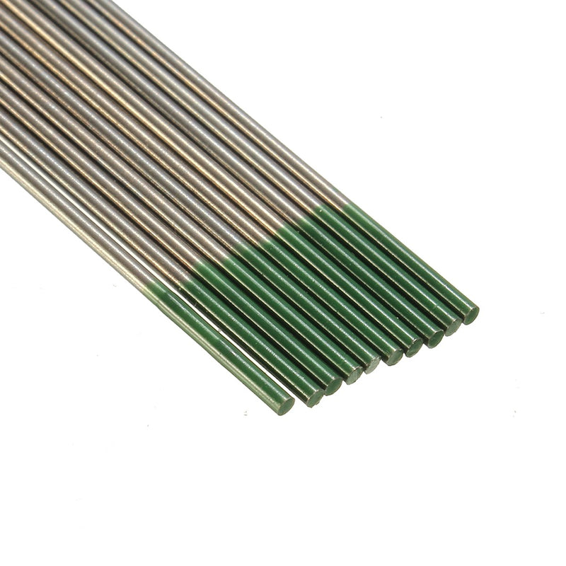 10Pcs 1mm x 175mm Green Tip Pure Tungsten Electrode For TIG Welding