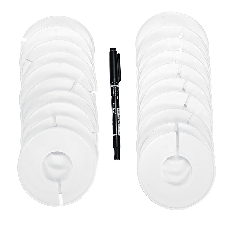 20 Pcs Hangrail Round Size Cloth Hanger Divider Rack Label Accessories Round with Marker