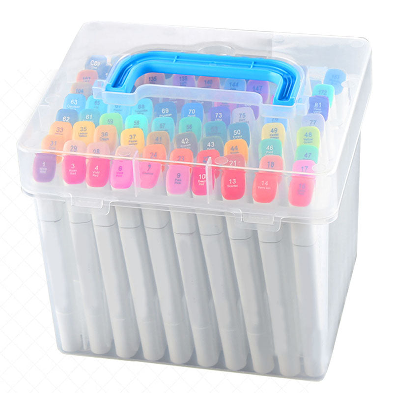 Transparent 80-Slots Portable Waterproof Mark Pens Storage Case Mark Pens Box For Mark Pens Office Desk pen Holder Organizer