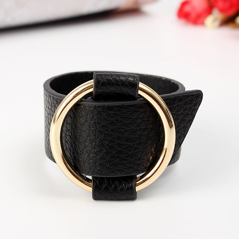 Trendy PU Leather Alloy Circle Bracelet For Women