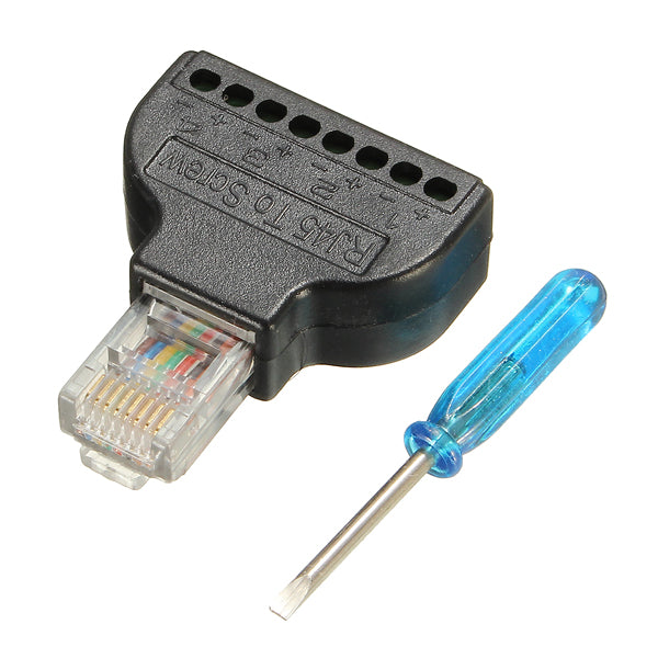 RJ45 Ethernet Male to 8 Pin AV Terminal Screw Adapter Converter Block CCTV 1PC