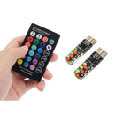 Pair T10 RGB LED Car Wedge Side Marker Lights Flashing Lamps Kit with Remote Controller