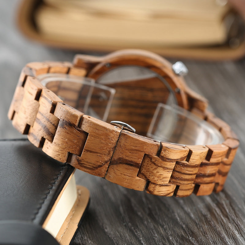 Deffrun Transparent Creative Wooden Wrist Watch Unique Design Men Quartz Watch