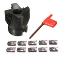Drillpro 400R-50-22 4 Flute 90 Degree Face End Mill Cutter with 10pcs APMT1604 Carbide Iinserts and Spanner