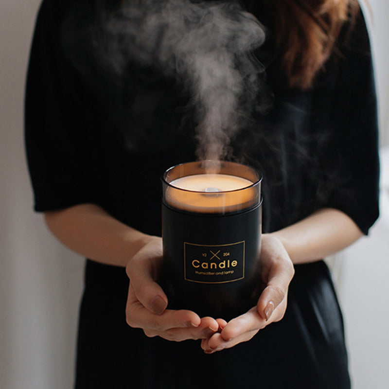 KCASA Creative USB Candle Humidifier 280ML Night Light Display Spray Scented Candle Humidifier Aroma Diffuser