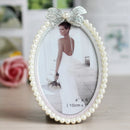 6 Inch Oval Photo Frame Crystal Bow Pearl Home Decor Christmas Gift Picture Frame