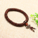 Natural Siam Rosewood Beads Buddha Bead Elastic Bracelet for Women Men