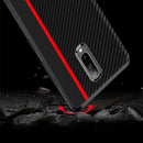 Bakeey Shockproof Carbon Fiber Soft Silicone Edge PU Leather Protective Case for OnePlus 7 Pro