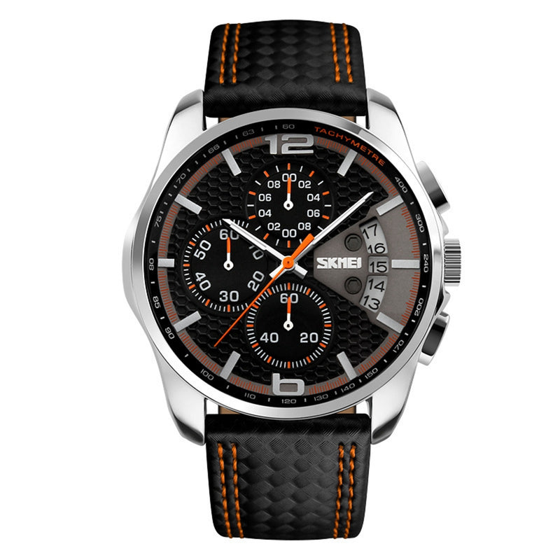SKMEI 9106 5ATM Waterproof Sport Men Watch Calendar Function Stopwatch Quartz Watch