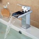 Bathroom Waterfall Basin Sink Faucet Square Hot Cold Water Mixer Tap Chrome