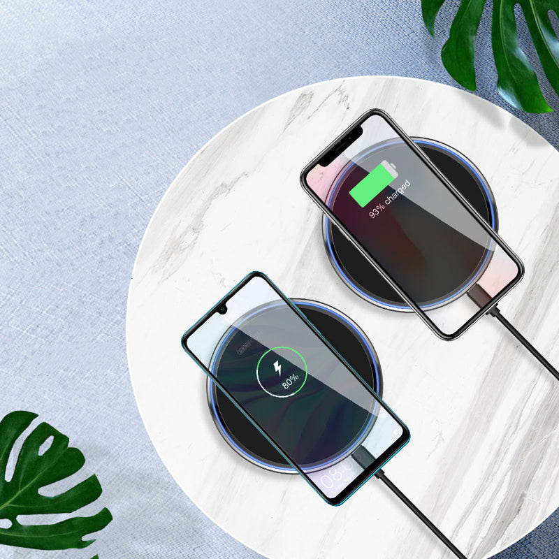 KUULAA 10W LED Indicator Fast Charging Pad Qi Wireless Charger For iPhone XS Max XR Huawei P30 Pro Mate 30 5G Xiaomi Mi9 9Pro 5G S10+ Note 10 5G